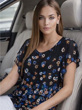 Calvin Klein Black Floral Blouse